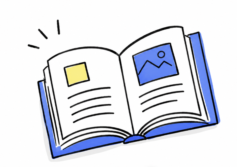 Illustration d’un livre ouvert représentant les informations pratiques et ressources de formation professionnelle.
